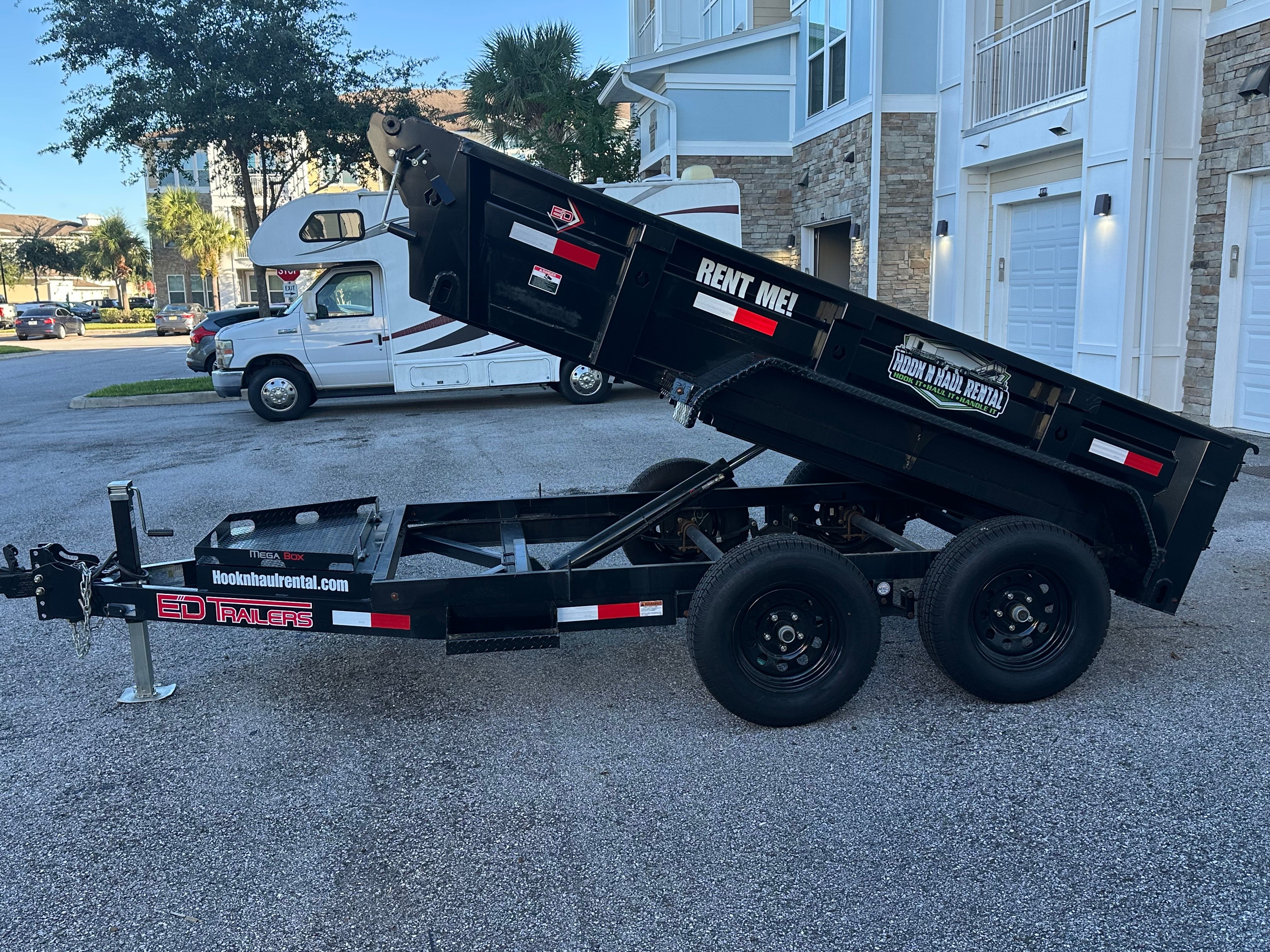 6'x10' Dump Trailer view 2 - 4,655 lbs capacity trailer for rent
